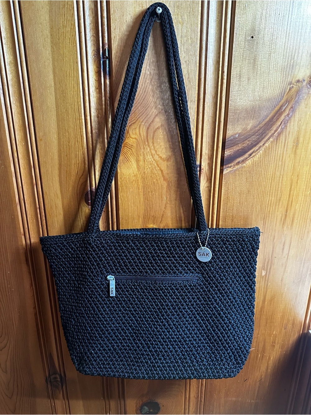 The Sak Black Woven Tote with Shoulder Straps